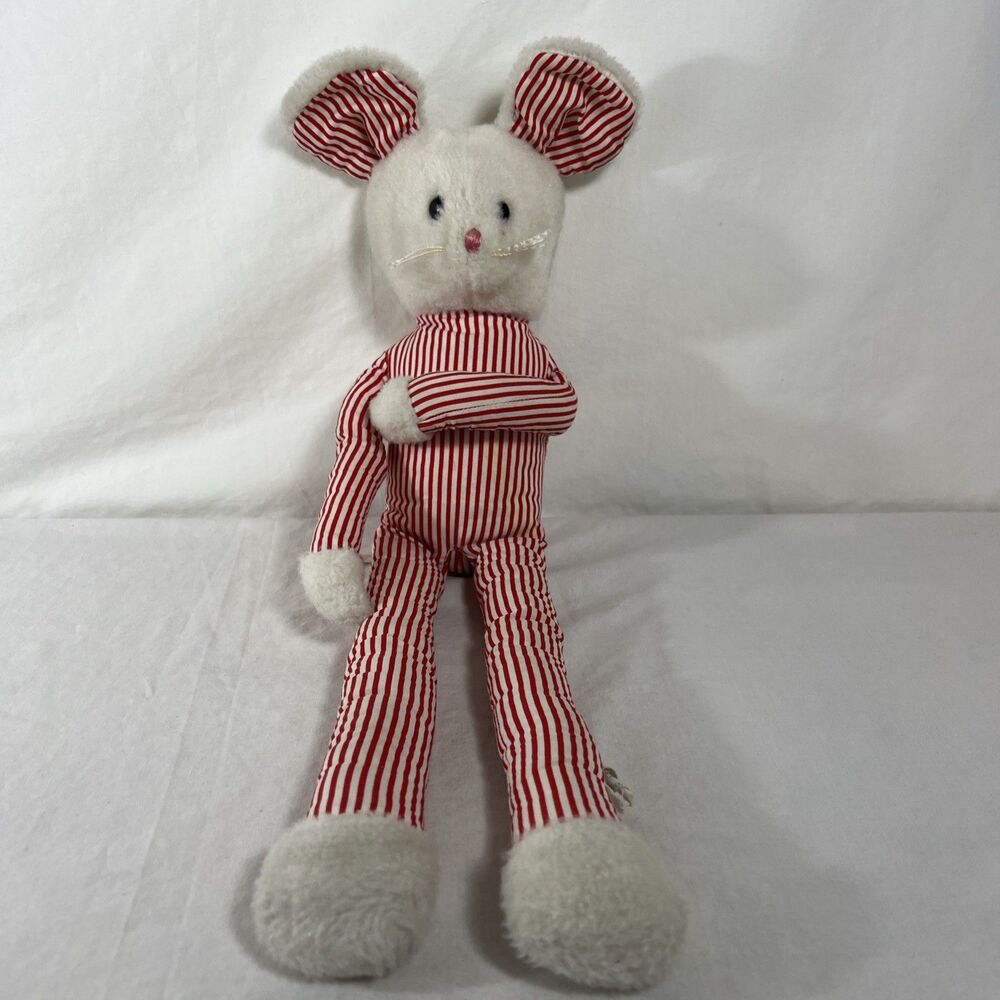 Eden - Vintage Plush - Mouse - Red White Striped Outfit - Made in Haiti - 18"